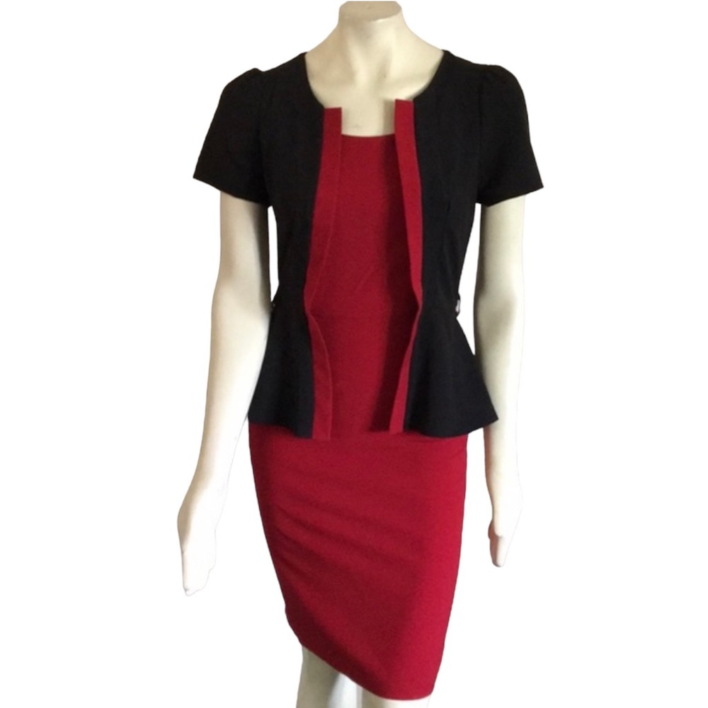 Elegant Black and Red Midi Dress